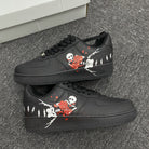Custom Air Force 1 Black Skull And Red Rose