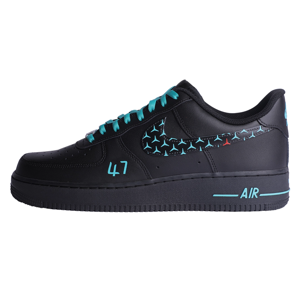 Custom Air Force 1 Black Teal Benz Logos-shecustomize