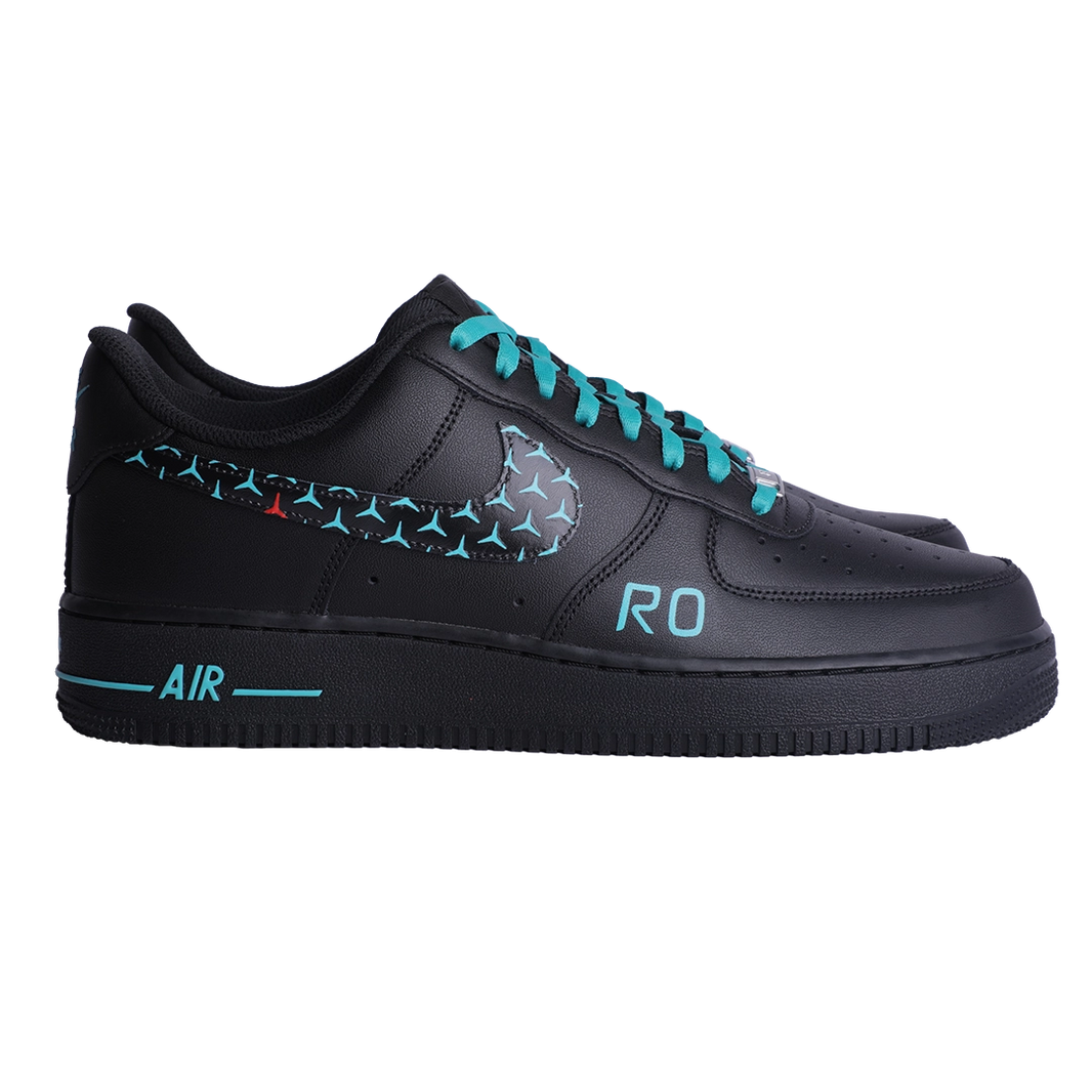 Custom Air Force 1 Black Teal Benz Logos-shecustomize