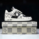 Custom Air Force 1 Black White Checkered With LV Logo