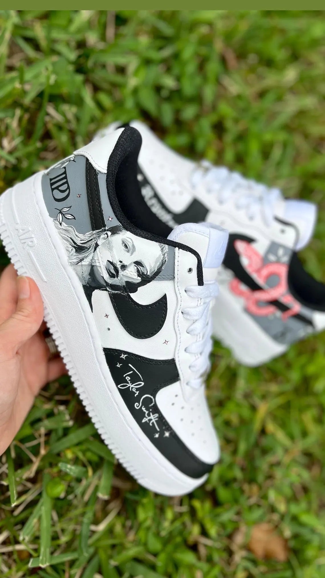 Custom Air Force 1 Black White Taylor Swift Reputation Theme-shecustomize
