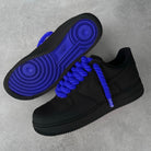 Custom Air Force 1 Black With Blue Laces And Soles-shecustomize
