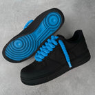 Custom Air Force 1 Black With Blue Rope Laces-shecustomize