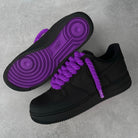 Custom Air Force 1 Black With Purple Laces And Purple Outsole-shecustomize