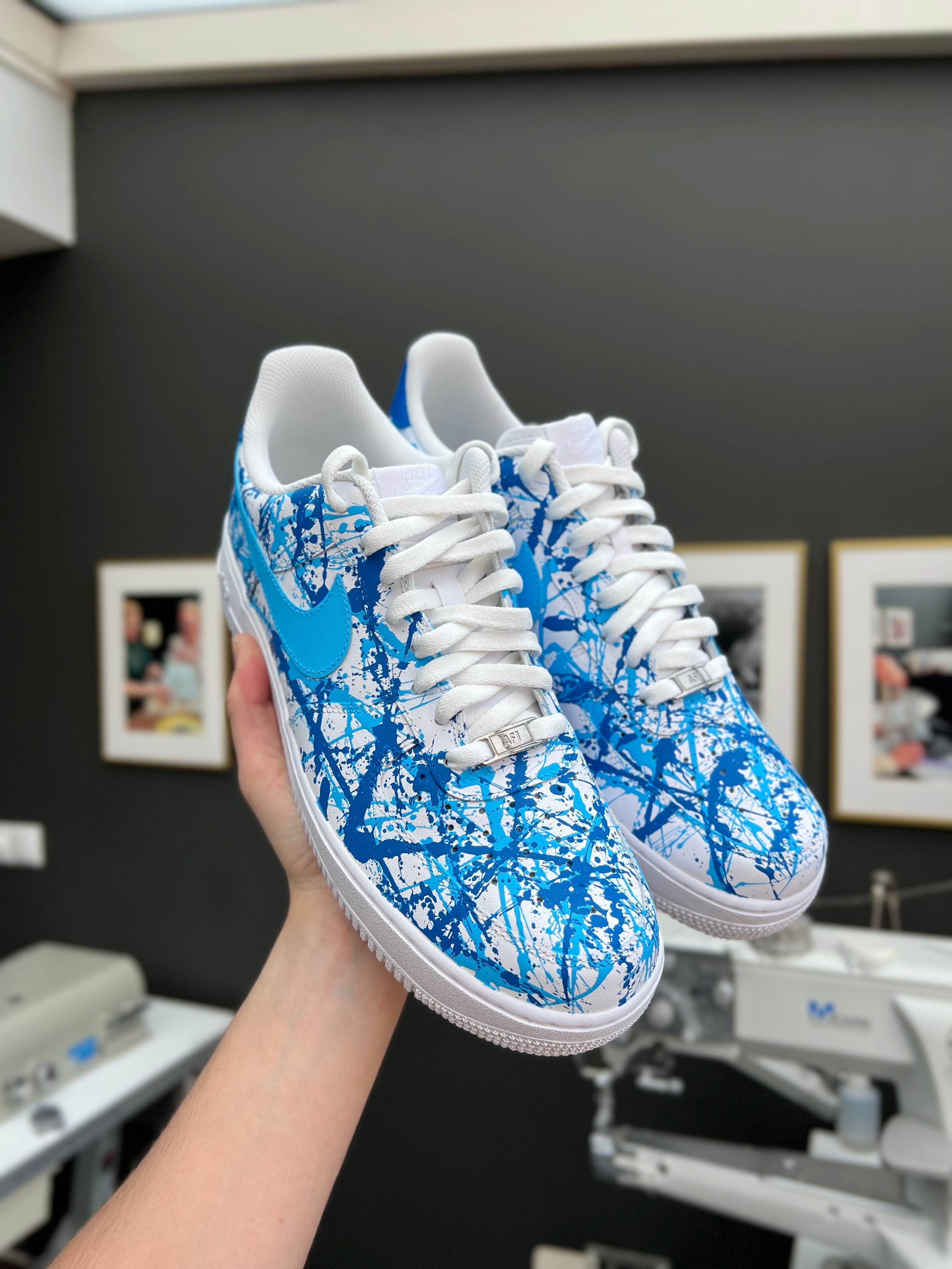Custom Air Force 1 Blue Splash Pattern-shecustomize