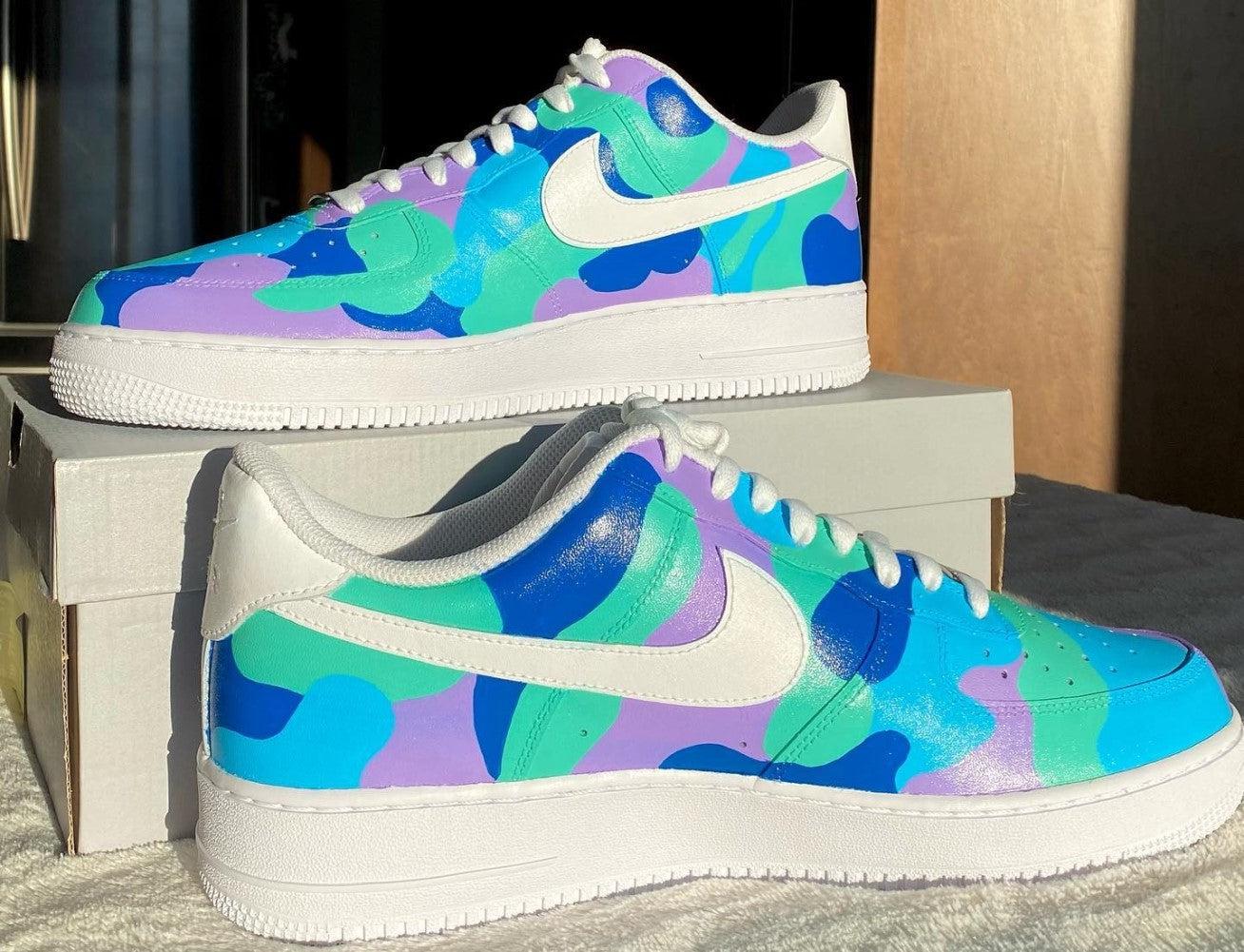 Custom Air Force 1 Camo Blue | Custom Shoes | Personalized Sneakers Customized Kicks â shecustomize