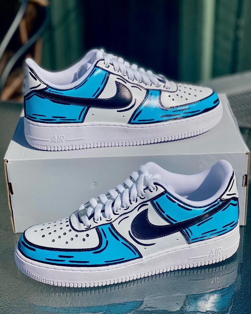 Custom Air Force 1 Cartoon Blue | Custom Shoes | Personalized Sneakers Customized Kicks