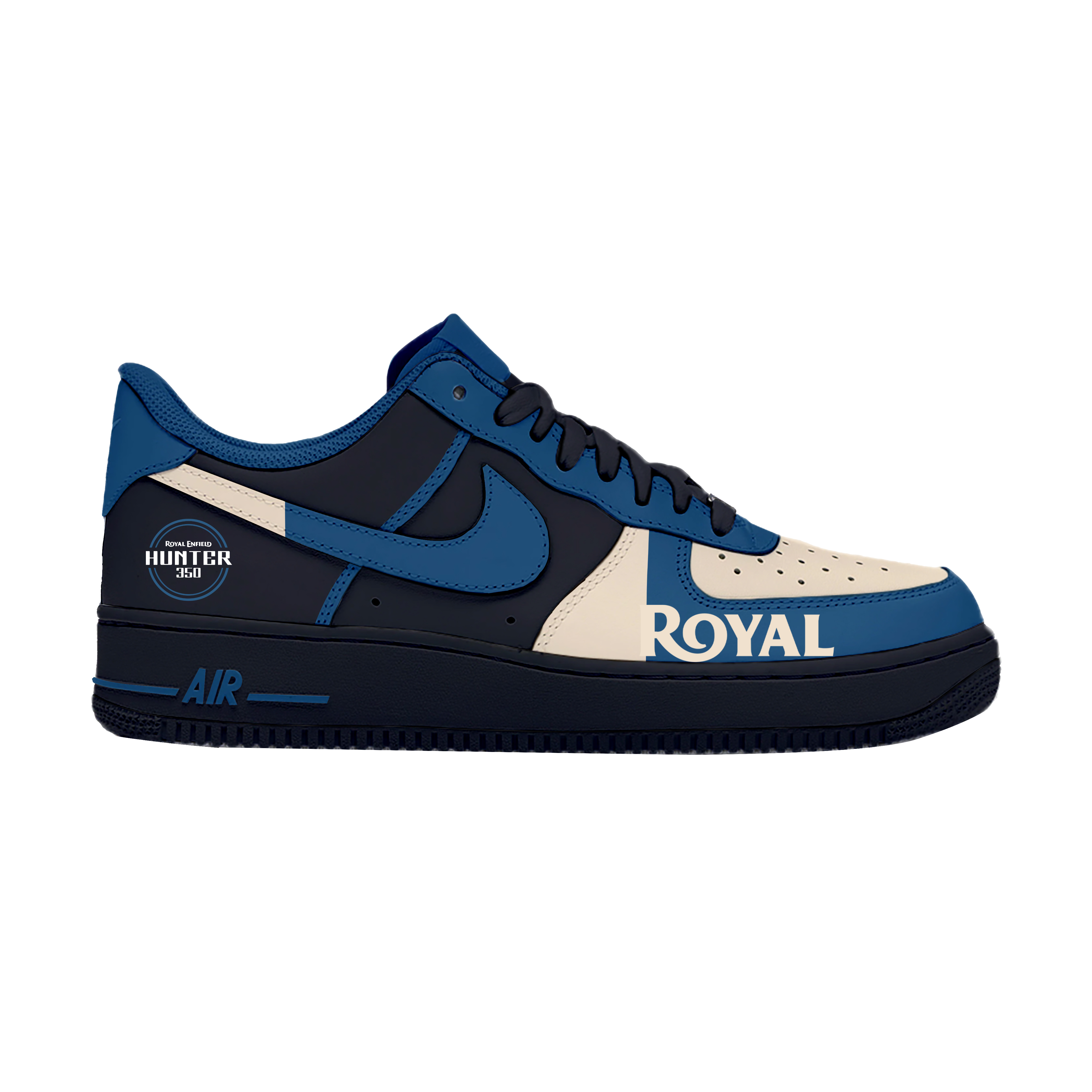 Custom Air Force 1 Navy Beige Royal Logo Design-shecustomize