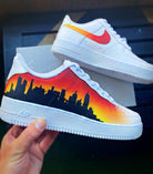 Custom Air Force 1 Orange Black City Skyline Design-shecustomize