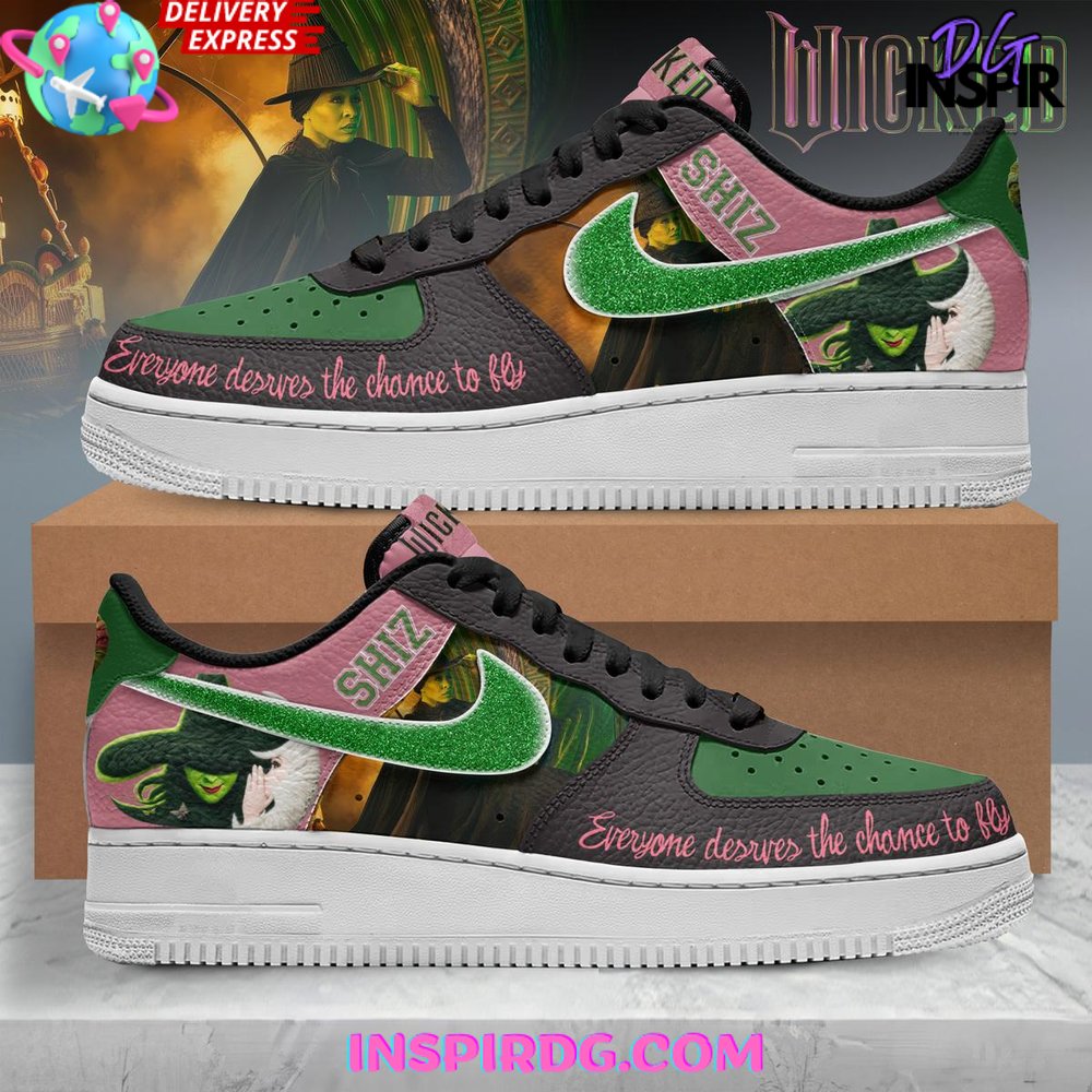 Custom Air Force 1 Pink Green Black With Wicked Witch Theme-shecustomize