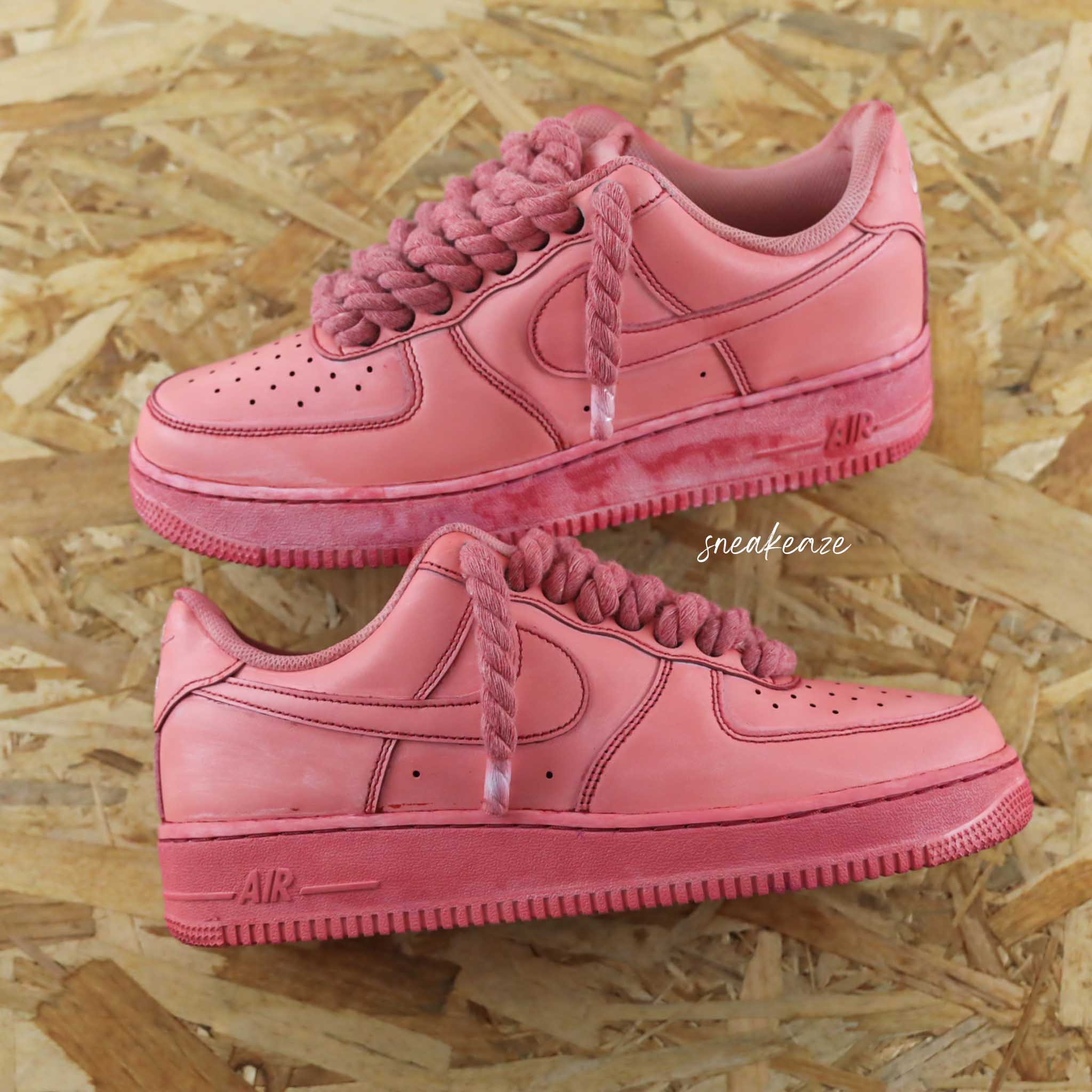 Custom Air Force 1 Pink Rope Laces-shecustomize