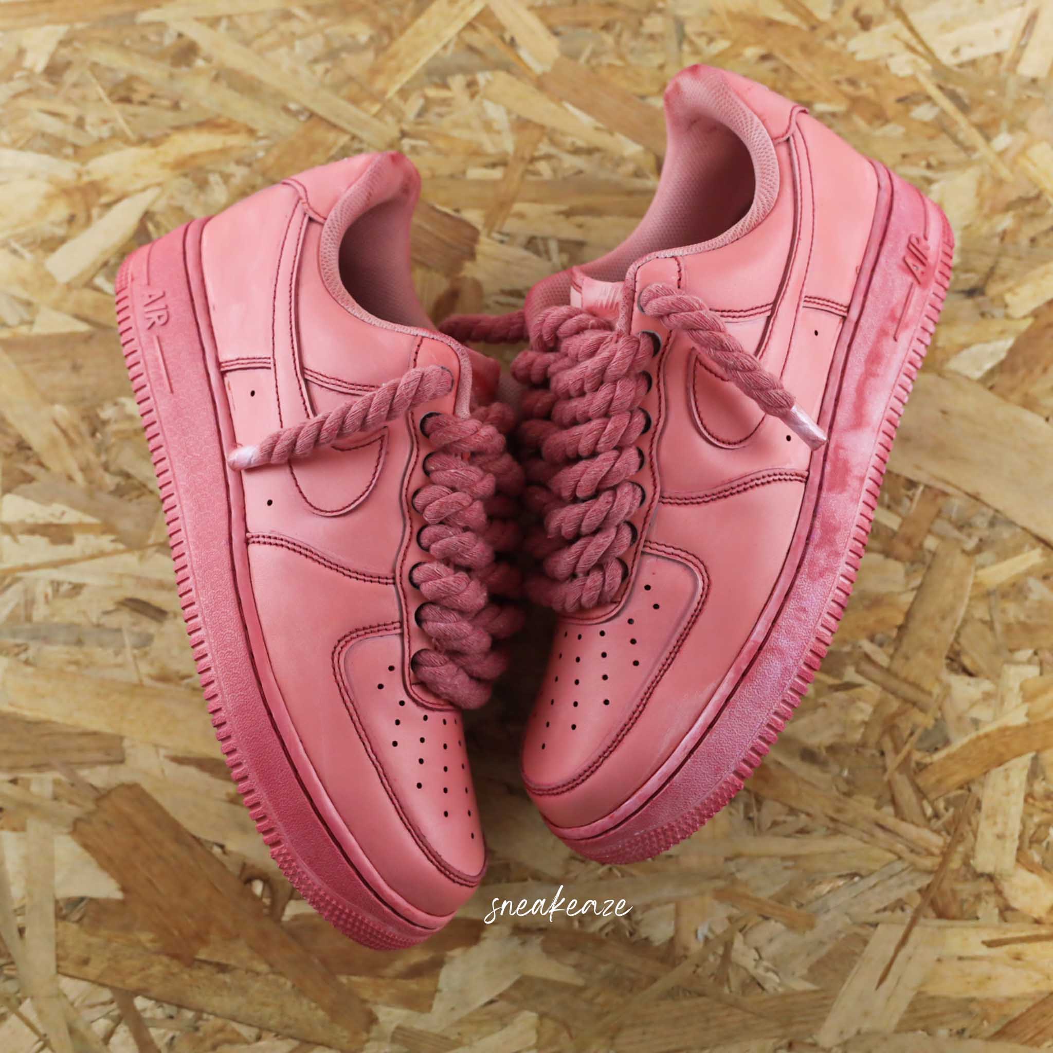 Custom Air Force 1 Pink Rope Laces-shecustomize
