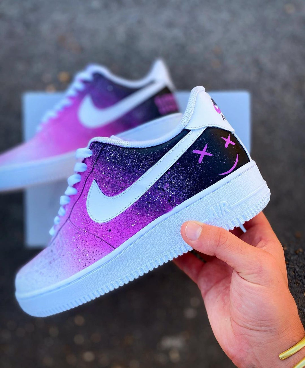Custom Air Force 1 Purple White Galaxy Star Moon Design-shecustomize