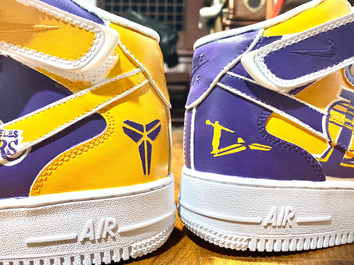 Custom Air Force 1 Purple Yellow Kobe Bryant Lakers Theme