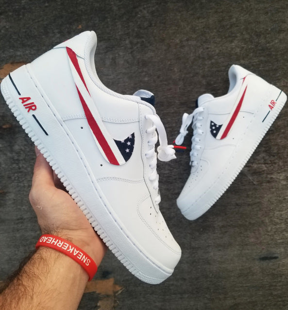 Custom Air Force 1 Red White Blue American Flag Design-shecustomize