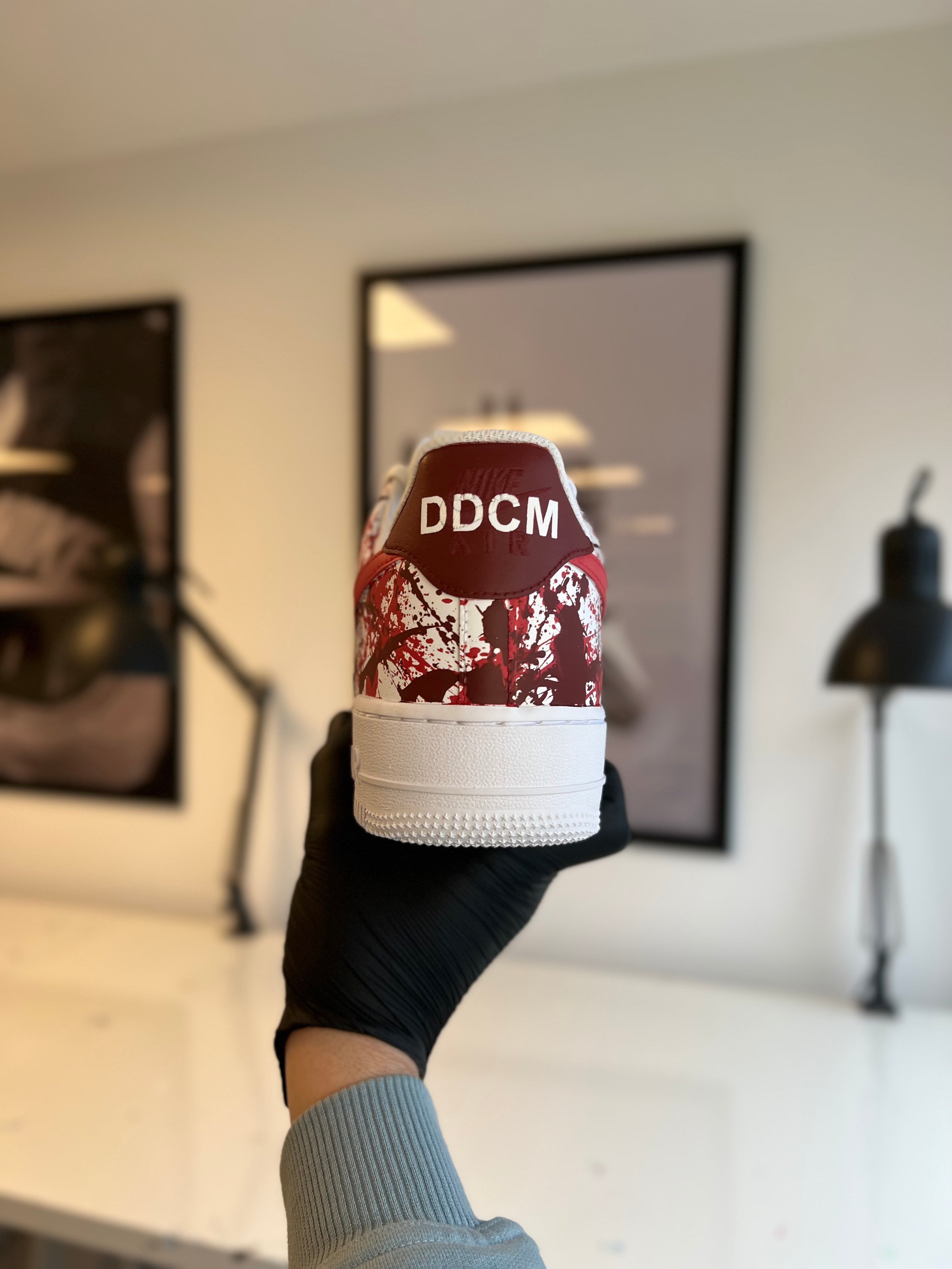 Custom Air Force 1 Red White Splatter Pattern-shecustomize