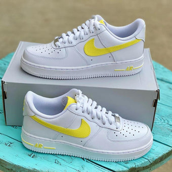 Custom Air Force 1 Swoosh Yellow | Custom Shoes | Personalized Sneakers ...