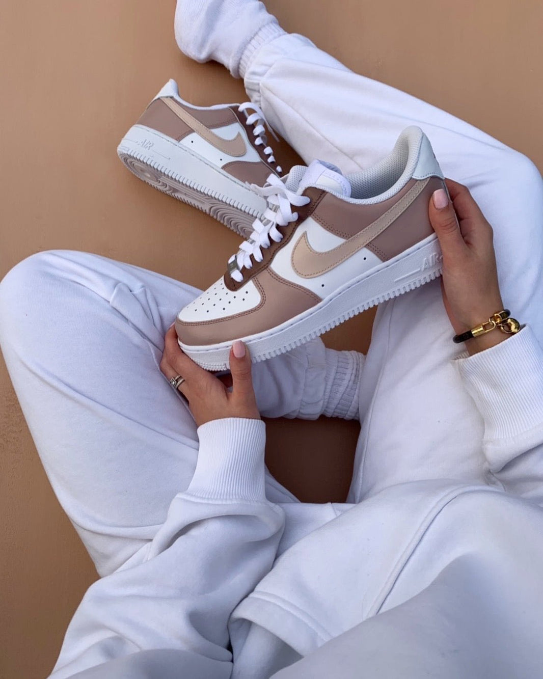Custom Air Force 1 White And Beige Colorblock-shecustomize