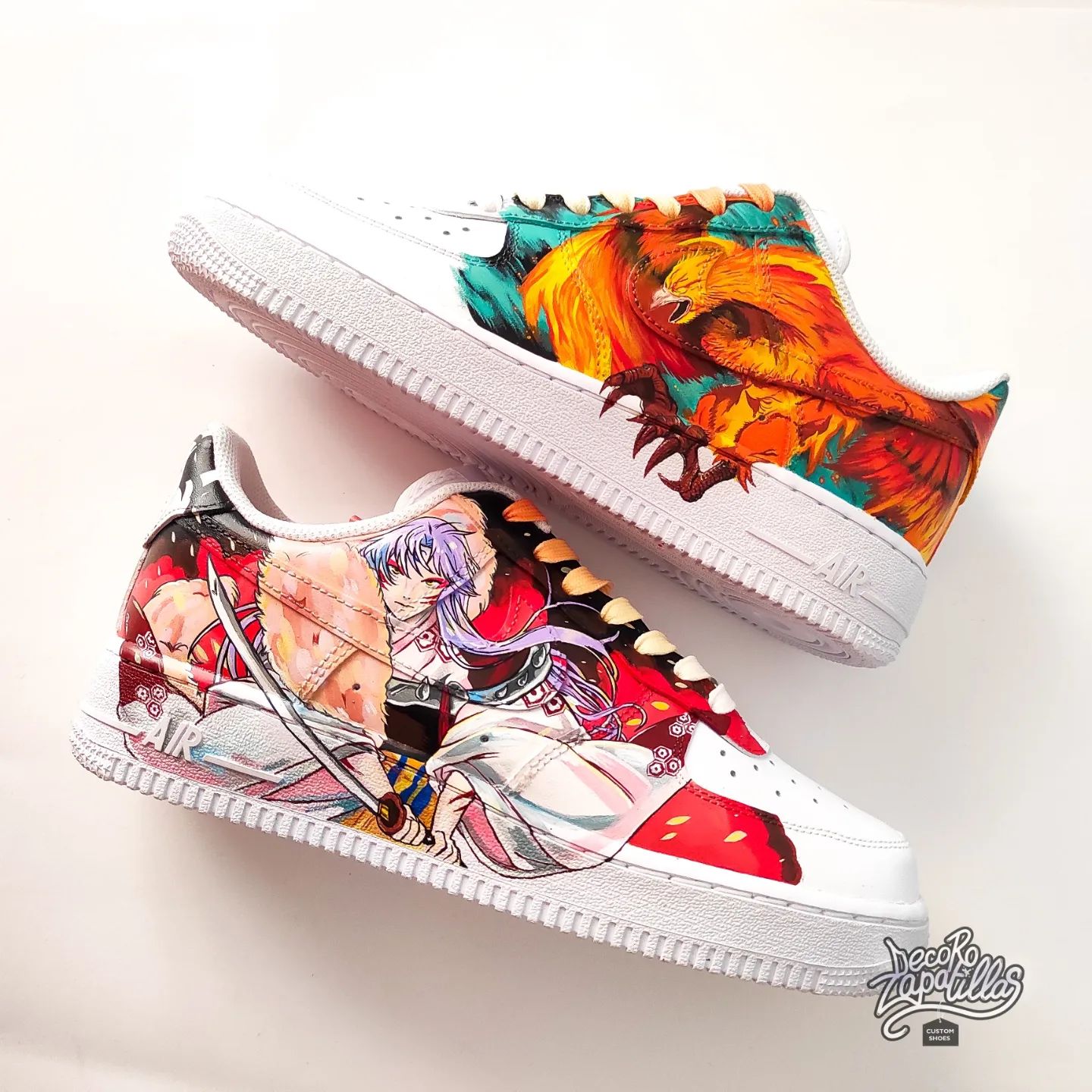 Custom Air Force 1 White Anime And Phoenix Pattern-shecustomize