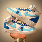 Custom Air Force 1 White Baby Blue Stitch Design