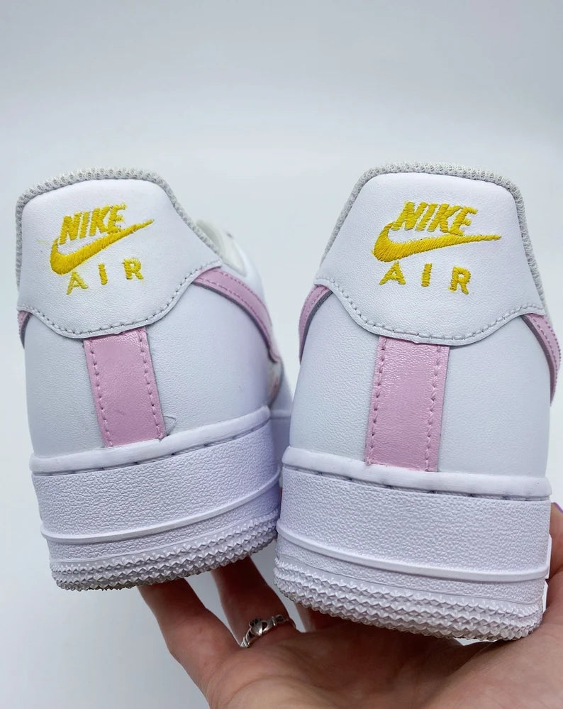 Custom Air Force 1 White Baby Pink Floral Design