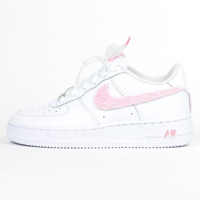 Custom Air Force 1 White Baby Pink Fuzzy Swoosh-shecustomize