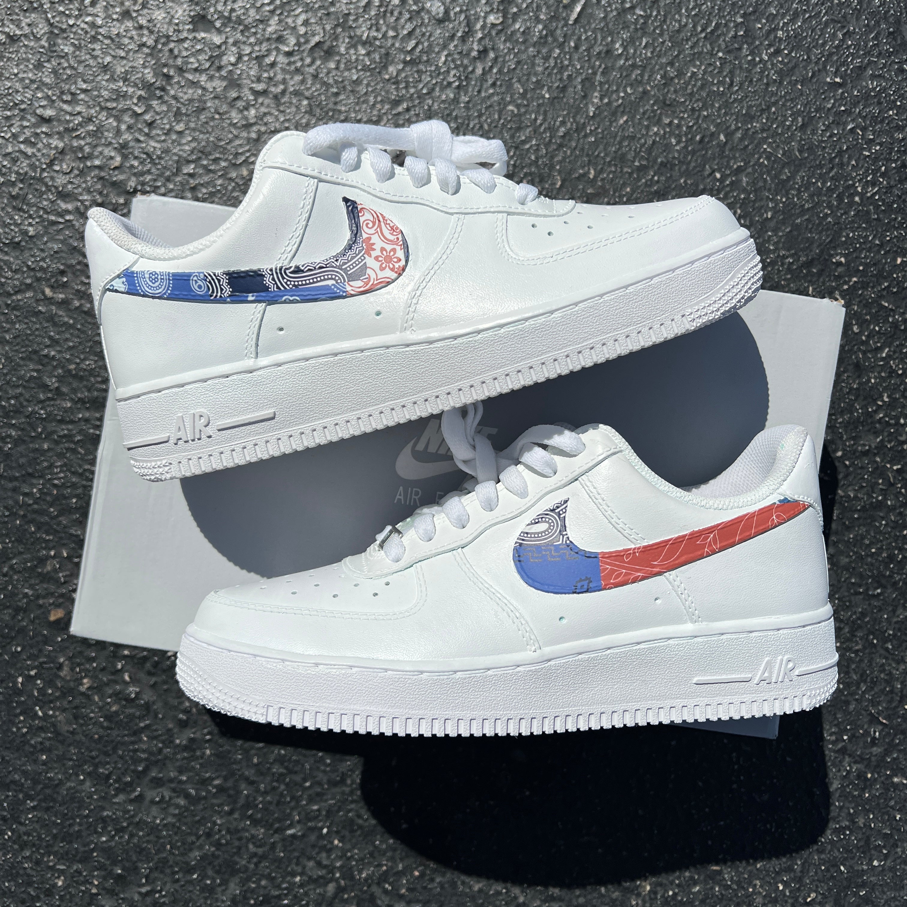 Custom Air Force 1 White BAndana Swoosh-shecustomize