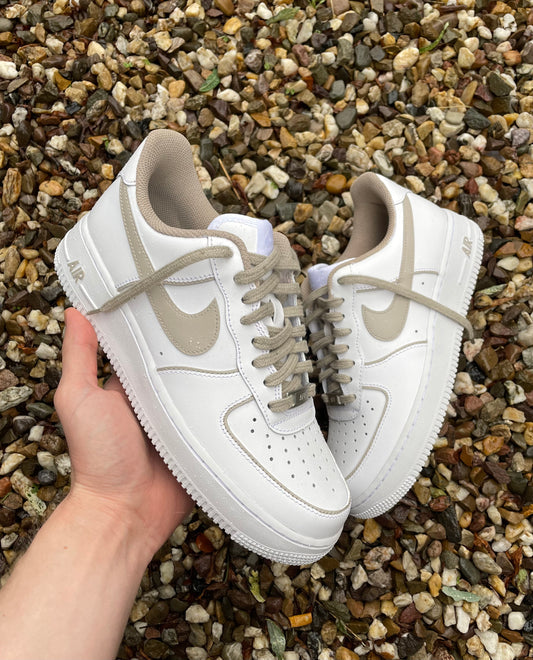 Custom Air Force 1 White Beige Accents-shecustomize