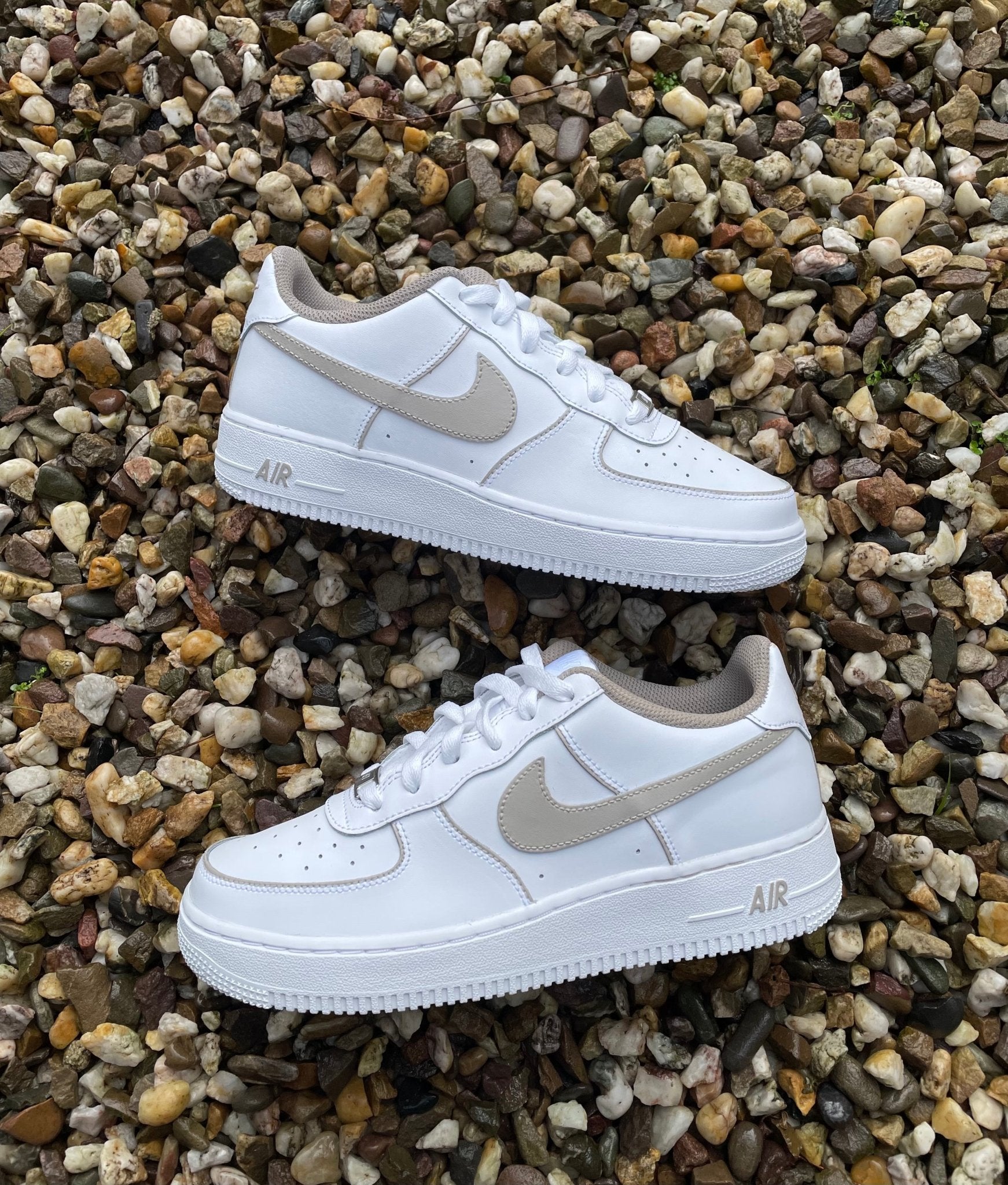 Custom Air Force 1 White Beige Accents-shecustomize