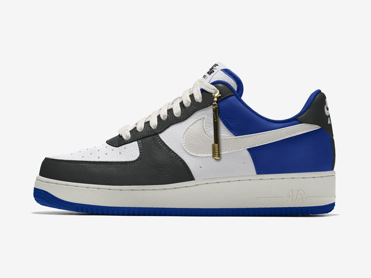 Custom Air Force 1 White Black Blue Gold Zipper-shecustomize