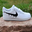 Custom Air Force 1 White Black Dripping Swoosh-shecustomize