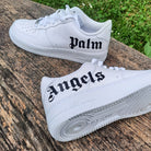 Custom Air Force 1 White Black Palm Angels Lettering-shecustomize