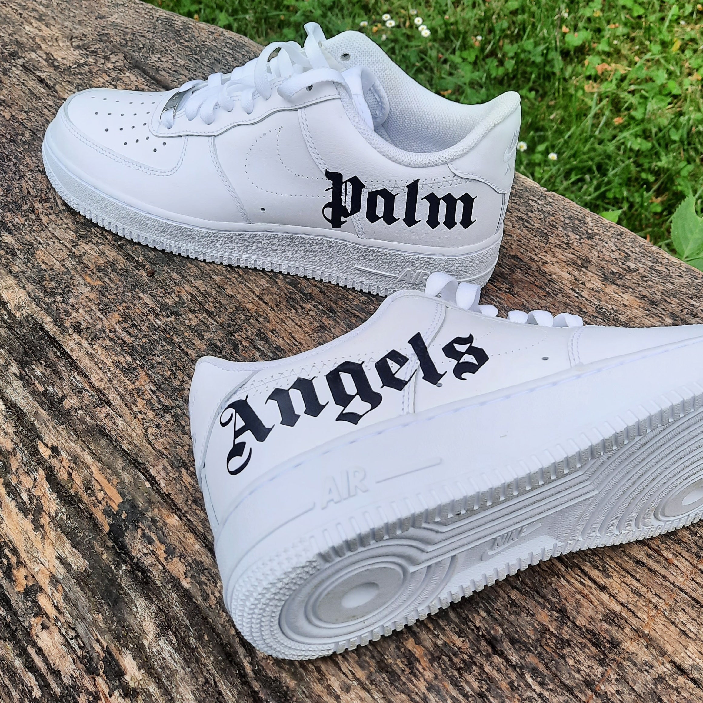 Custom Air Force 1 White Black Palm Angels Lettering-shecustomize