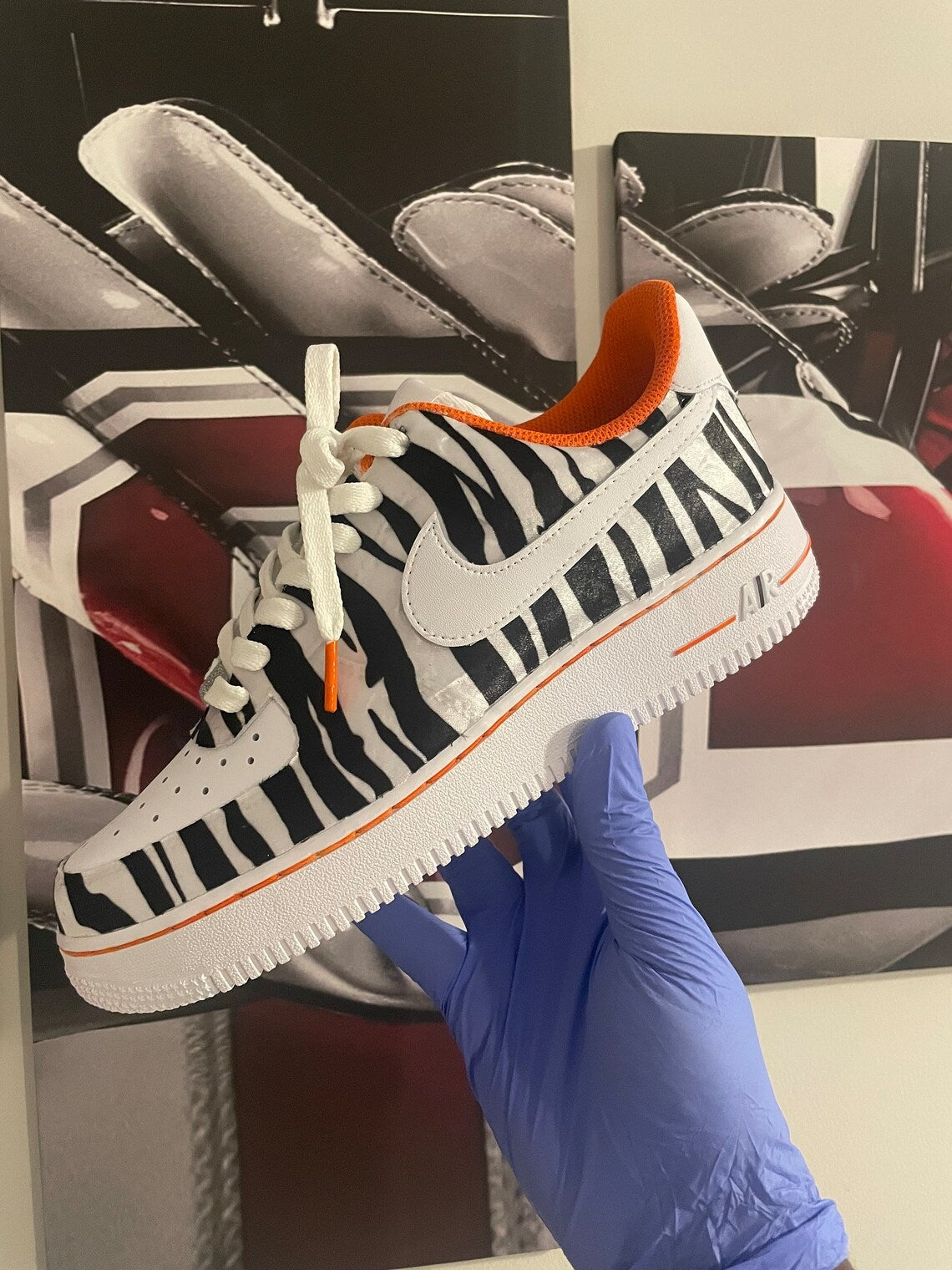 Custom Air Force 1 White Black Zebra Pattern-shecustomize