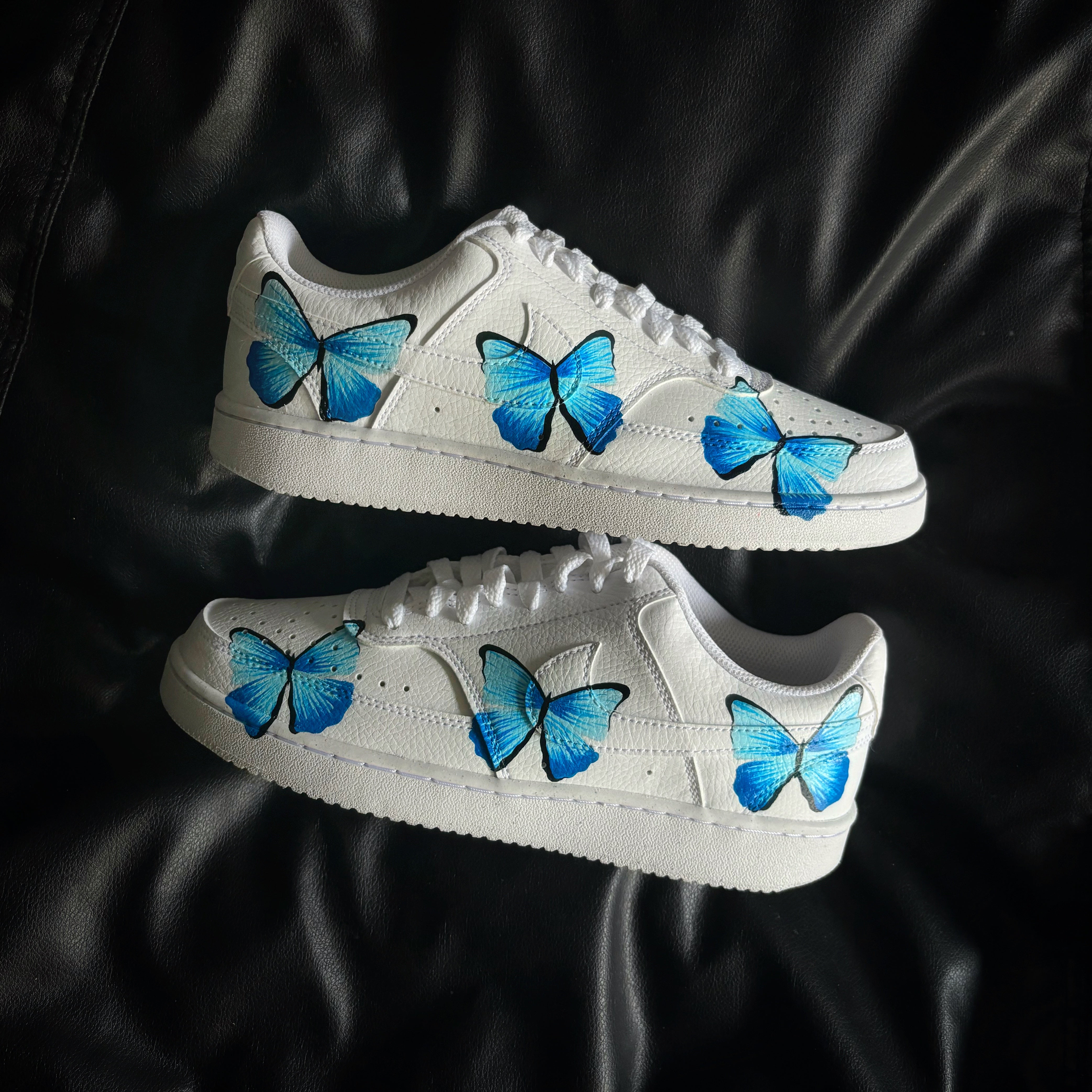 Custom Air Force 1 White Blue Butterfly Pattern-shecustomize