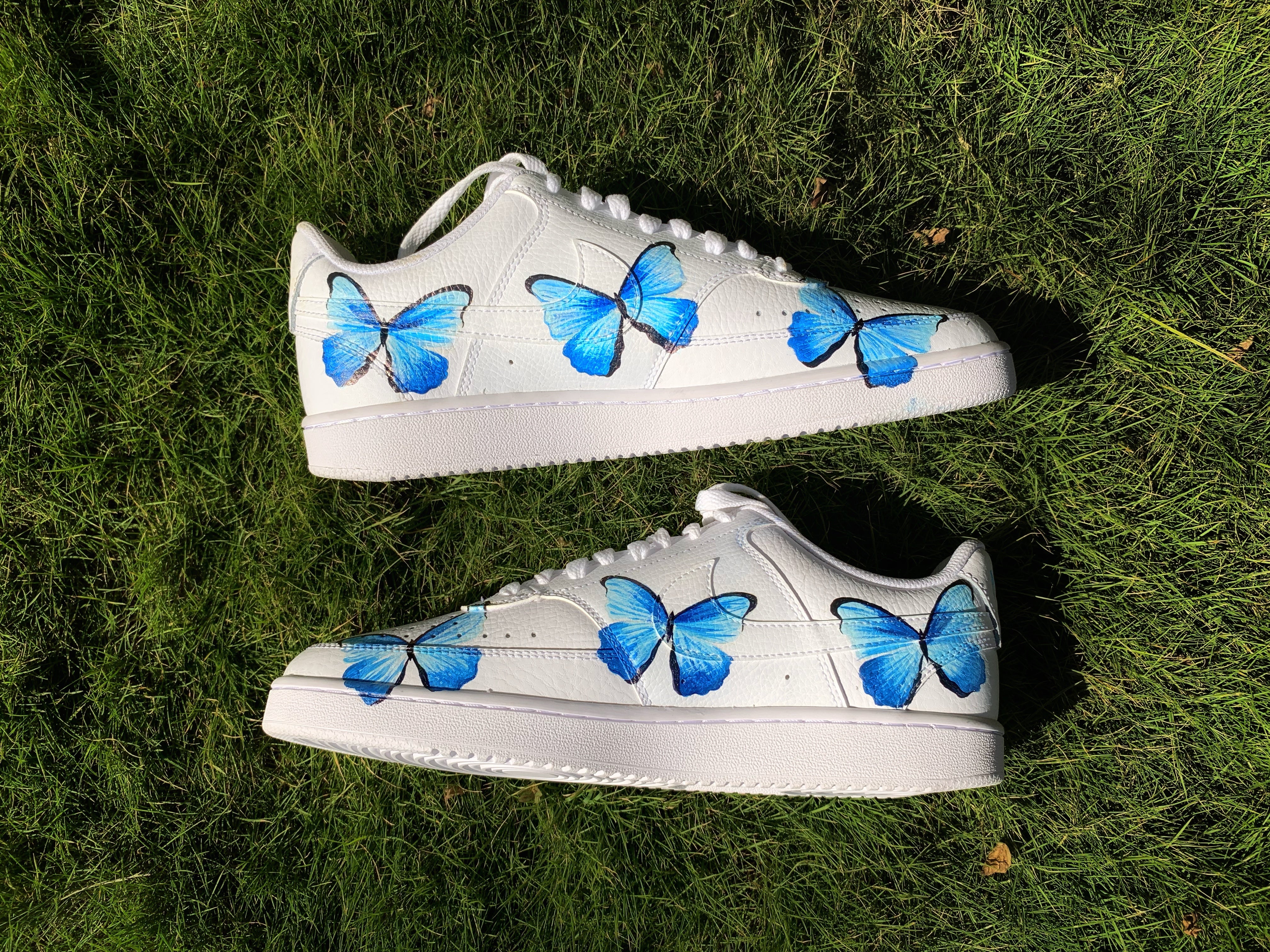 Custom Air Force 1 White Blue Butterfly Pattern-shecustomize