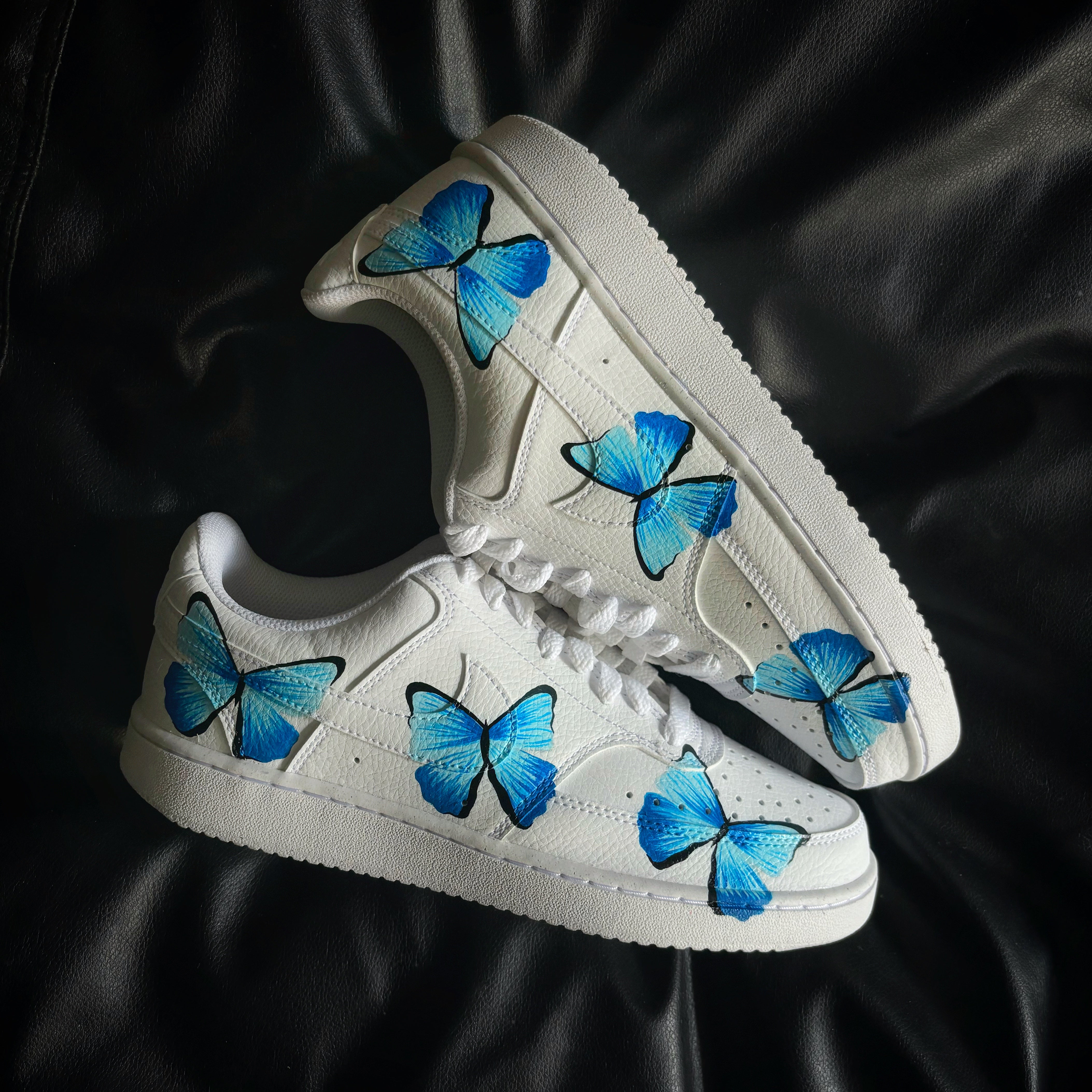 Custom Air Force 1 White Blue Butterfly Pattern-shecustomize