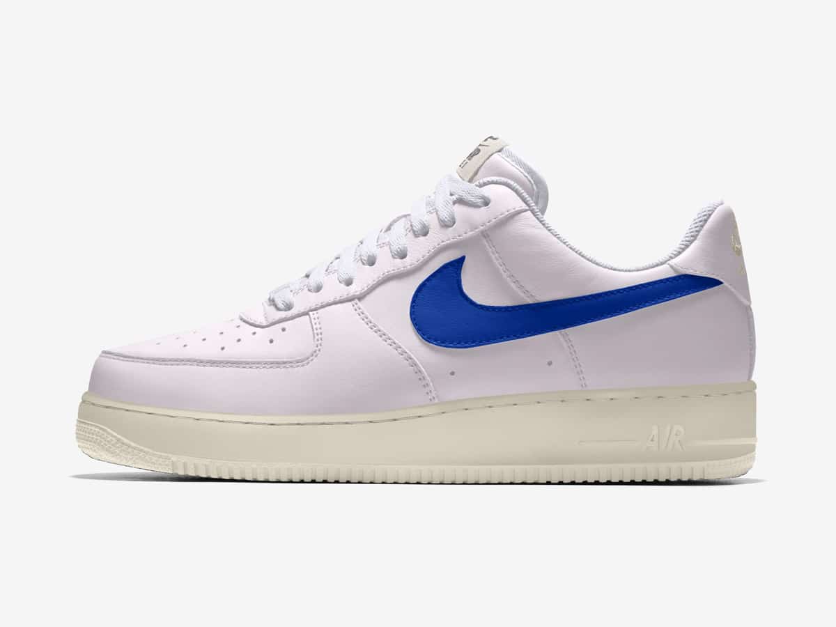 Custom Air Force 1 White Blue Swoosh-shecustomize