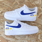 Custom Air Force 1 White Blue With French Text And Sun Design-shecustomize