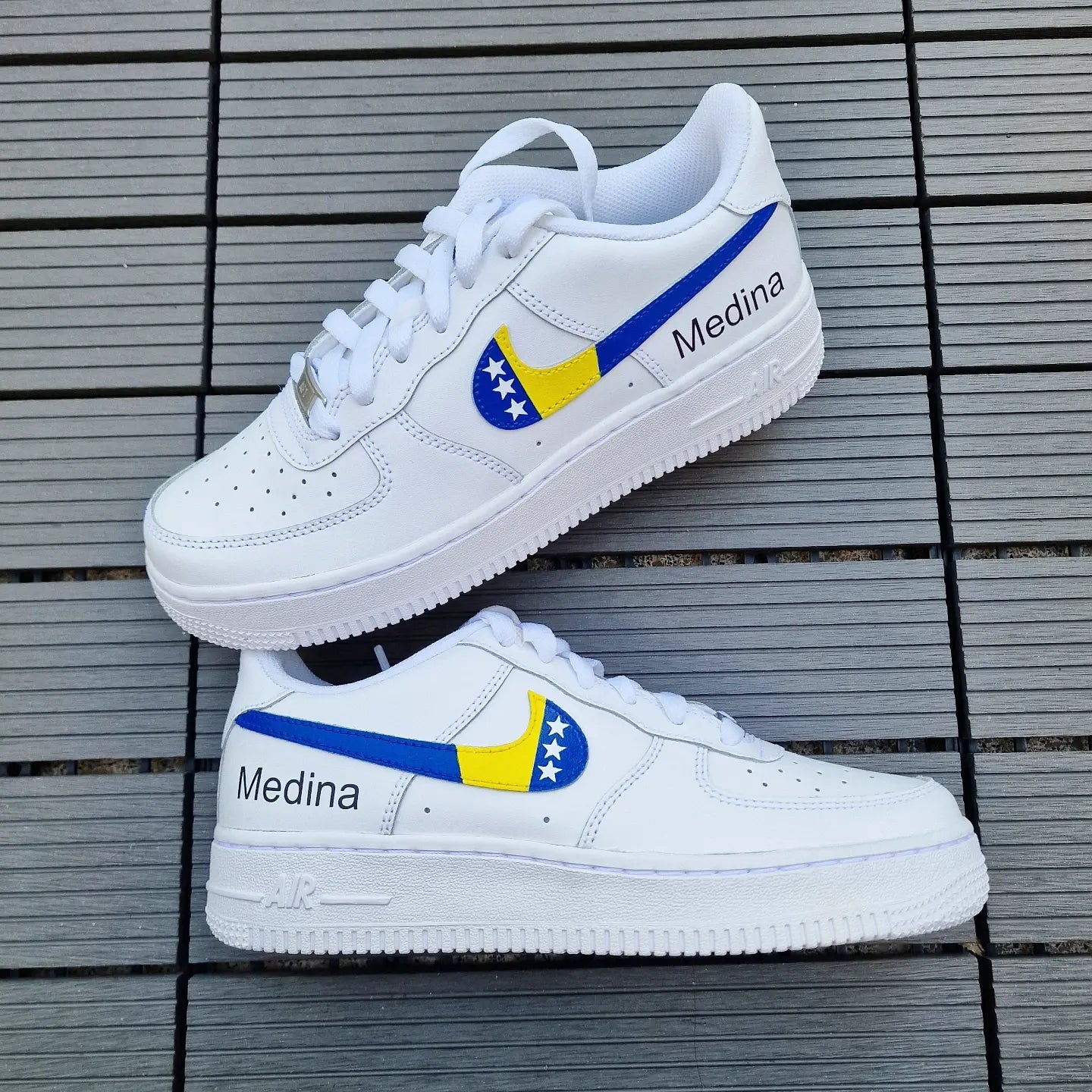 Custom Air Force 1 White Bosnia Herzegovina Flag Design-shecustomize