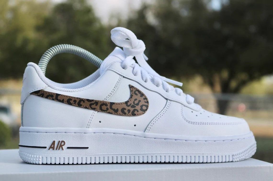 Custom Air Force 1 White Brown Leopard Print