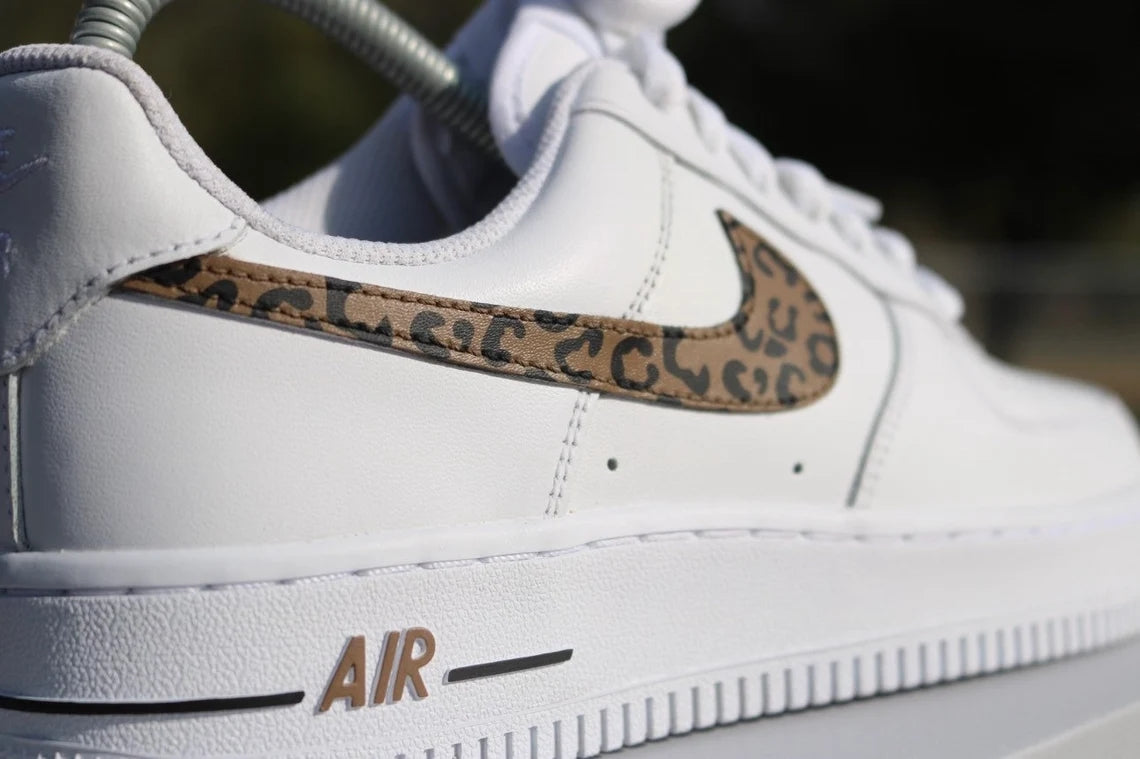 Custom Air Force 1 White Brown Leopard Print
