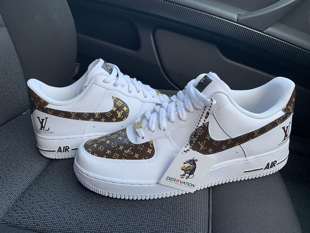 Custom Air Force 1 White Brown LV Pattern