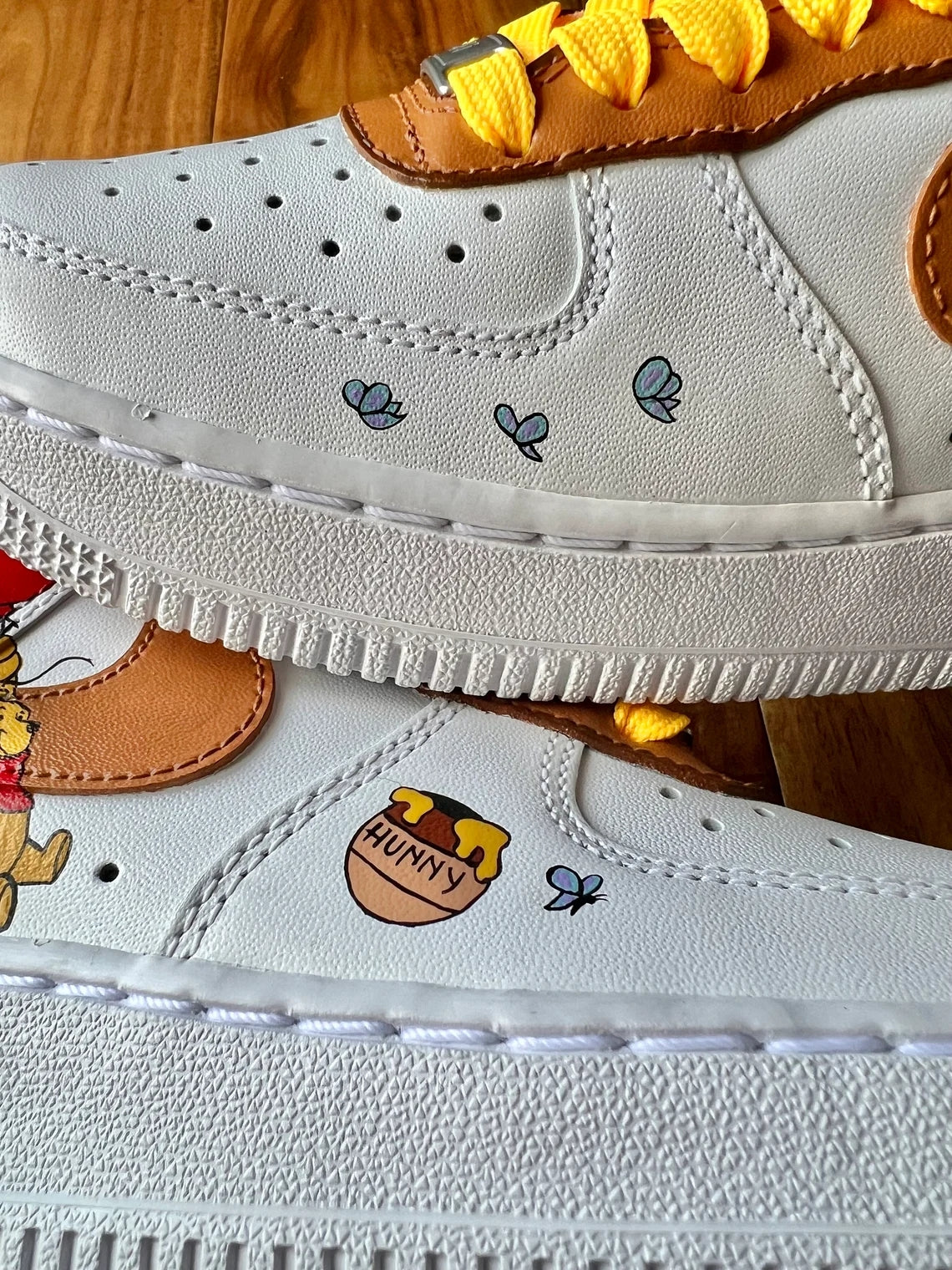 Custom Air Force 1 White Brown Winnie The Pooh Cartoon