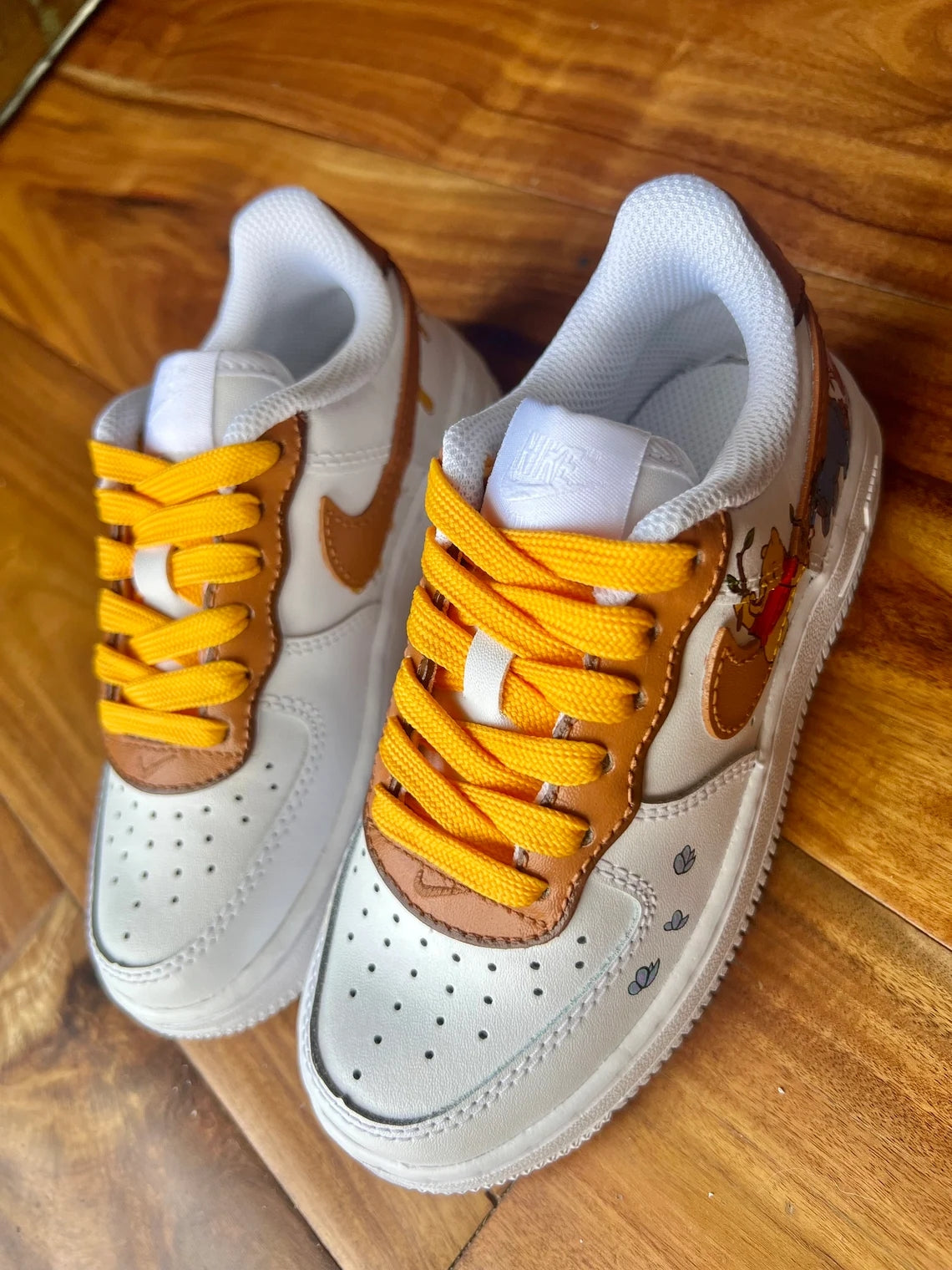 Custom Air Force 1 White Brown Winnie The Pooh Cartoon