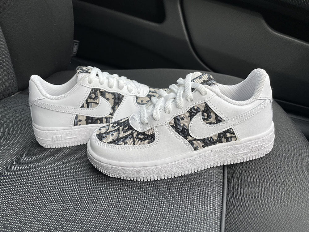 Custom Air Force 1 White Dior Logo Pattern
