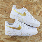 Custom Air Force 1 White Gold Swoosh And Splatter-shecustomize