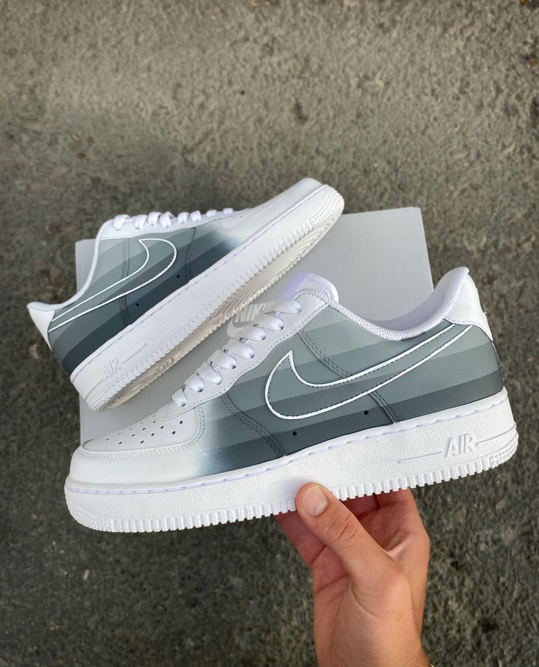 Custom Air Force 1 White Gray Striped-shecustomize