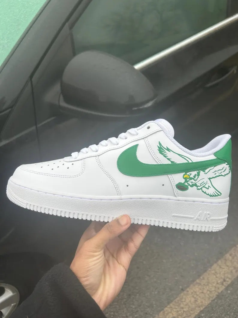 Custom Air Force 1 White Green Eagle Design-shecustomize
