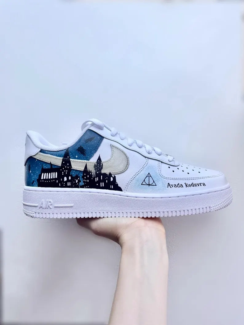 Custom Air Force 1 White Gryffindor Elements Design-shecustomize